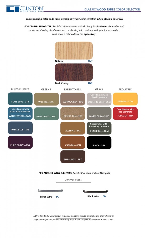 Clinton Classic Wood Table Color Selector